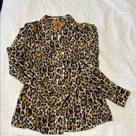 Tory Burch Tops - Tory Burch - Leopard Print Button-Up Shirt